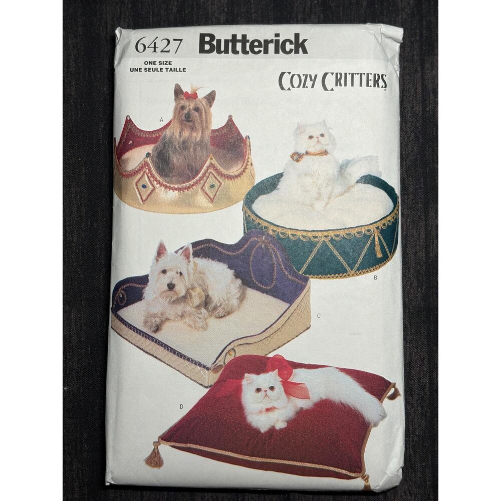 6427 Butterick Sewing Pattern Cozy Critters Pet Beds | Vintage 1999